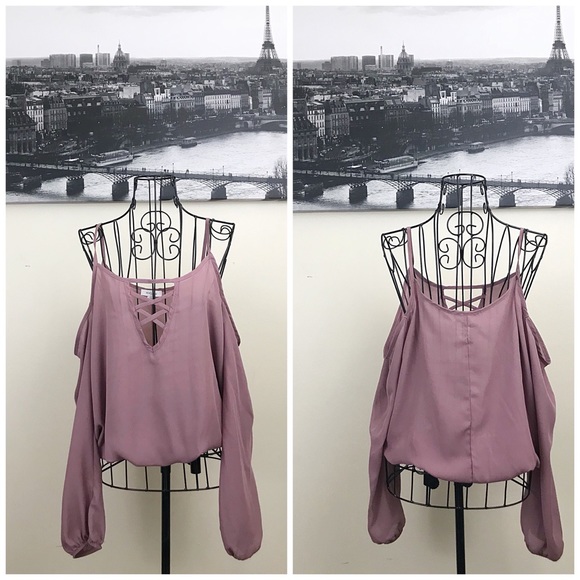 Tops - Lace Up Off The Shoulder Blouse